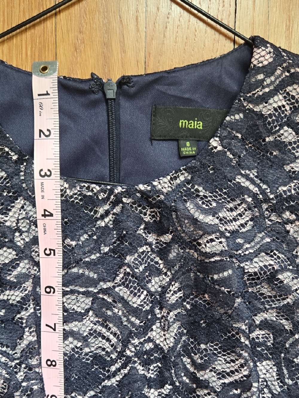 Maia Navy And Pink Lace Overlay Dress, Size 8